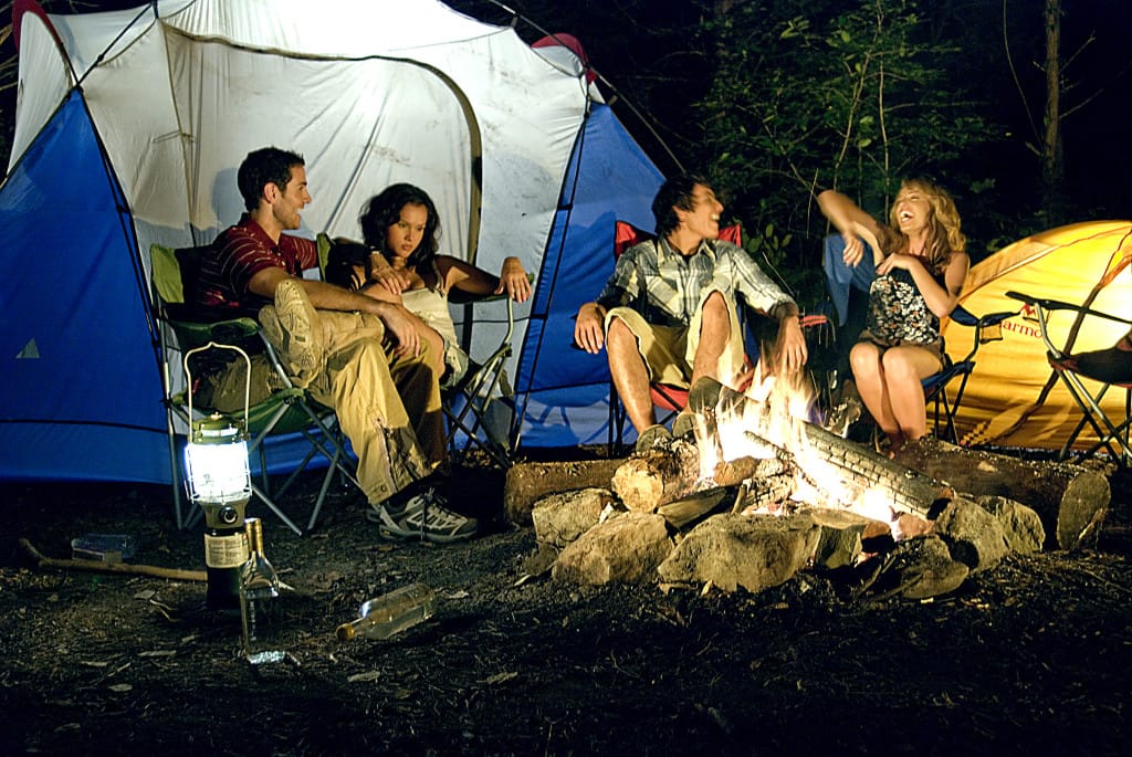 Friends enjoying the campfire
