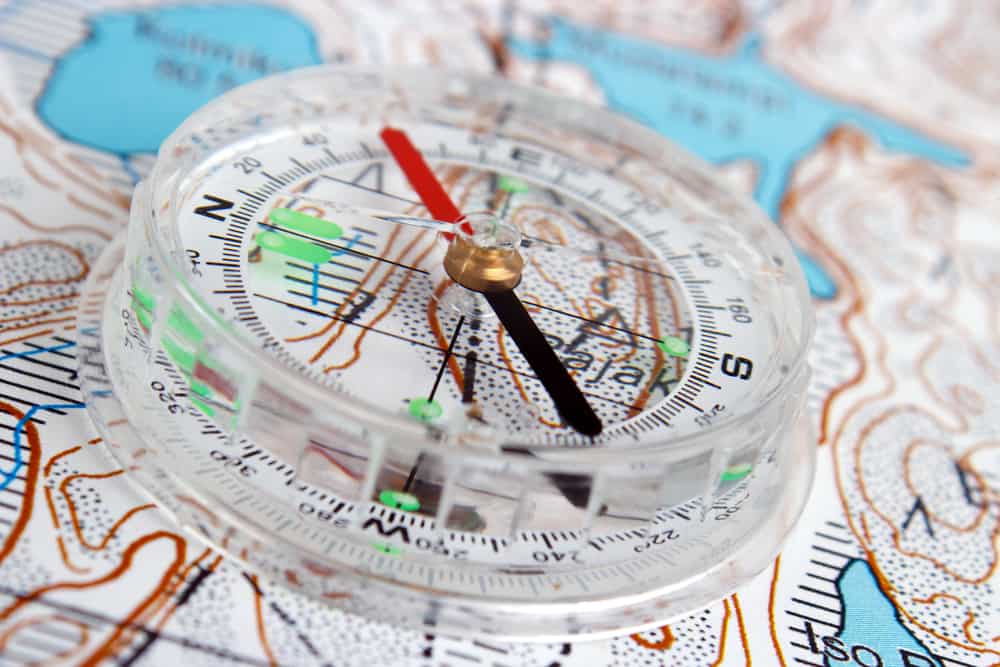 Compass and topographic map