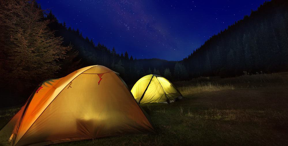 Sleeping under the stars in a tent
