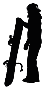 Person standing next to Snowboard