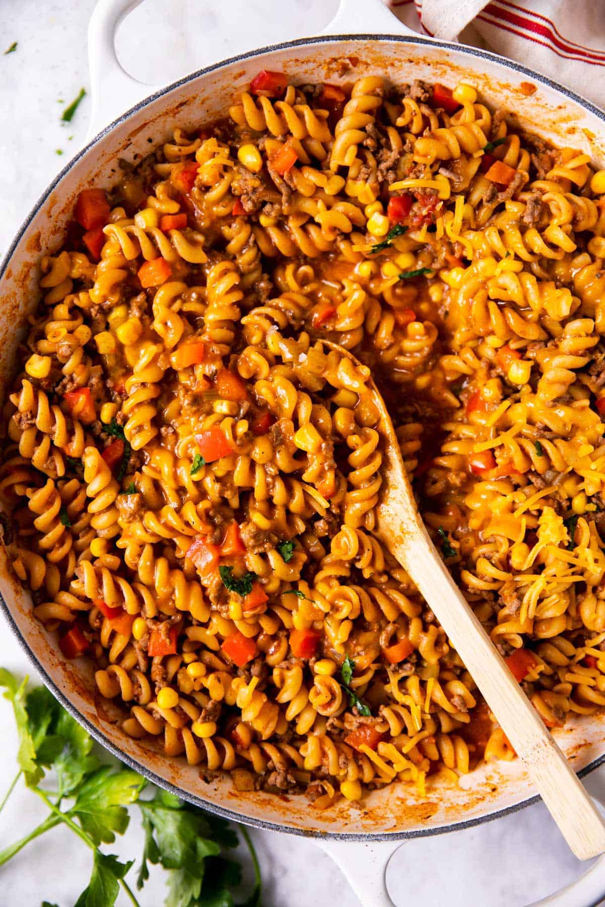 One Pot Cheesy Taco Pasta